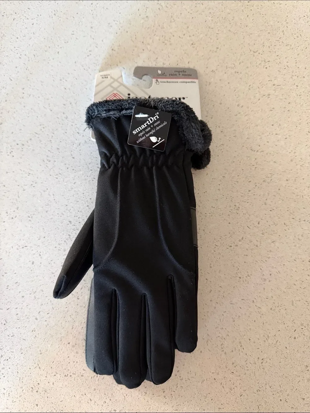 Isotoner Smart Dri Black Gloves Repels Rain and Snow Without Harmful Chemicals